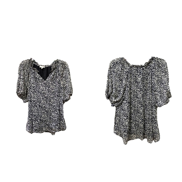Kori Women's Black and White Print Boho Style Top Size M - Picture 1 of 7